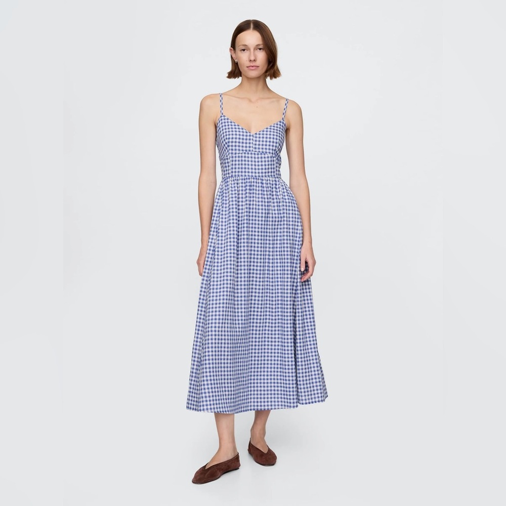 GAP Corset Maxi Dress Blue and White Gingham Checkered NWT XS